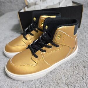 Supra Toddler Vaider‎ Gold Black White High Top Sneakers Shoes Size 9